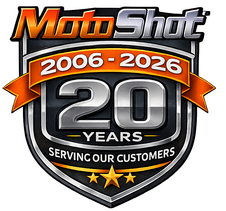 MotoShot 20 Years Serving Our Customers Badge